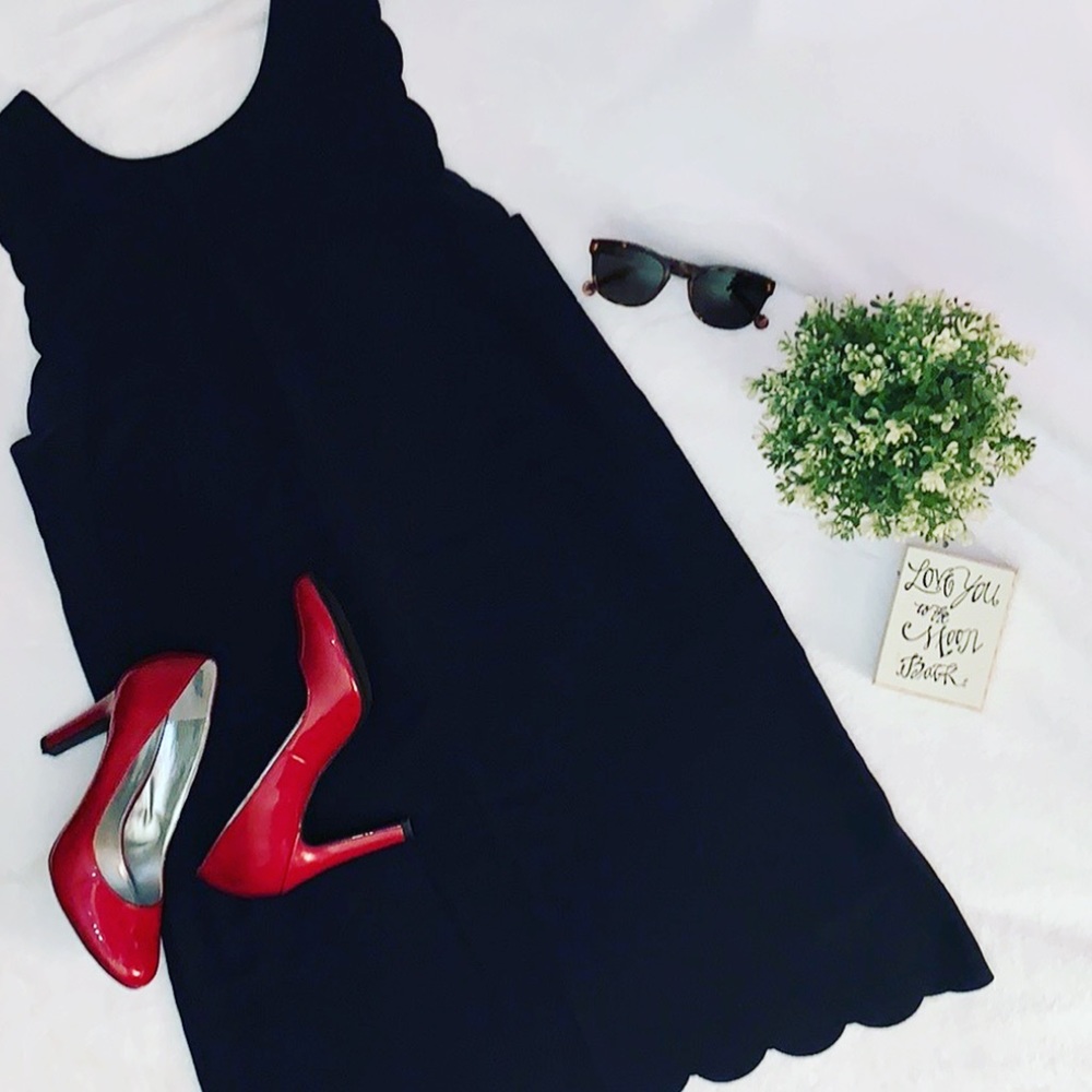 Cooperative Navy Scalloped Dress